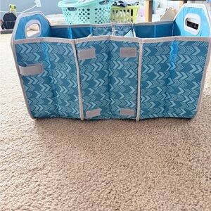 Teal Patterned Foldable Organizer Caddy - Unbranded
